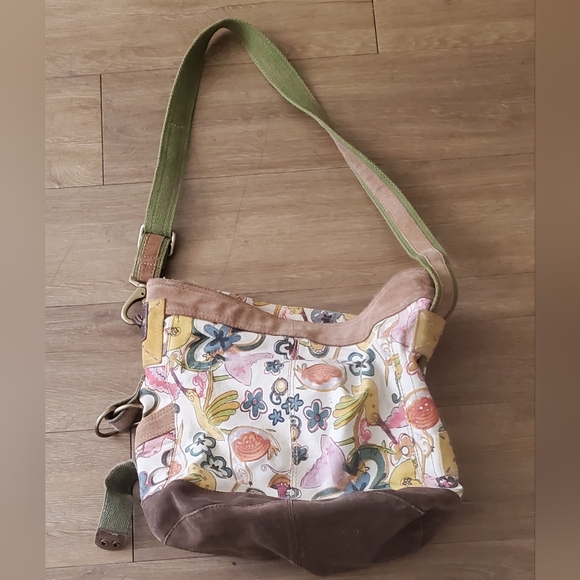 Vintage Lucky Brand Vintage Inspired Leather Canvas Bucket